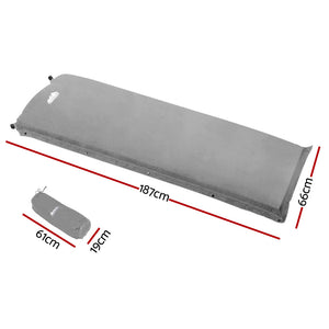 Weisshorn Self Inflating Mattress Camping Sleeping Mat Air Bed Single Grey